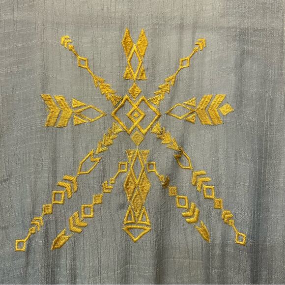 Umgee Duster Fringe Sleeveless Cardigan Crochet Detail Green Cream Embroidered - Picture 5 of 7